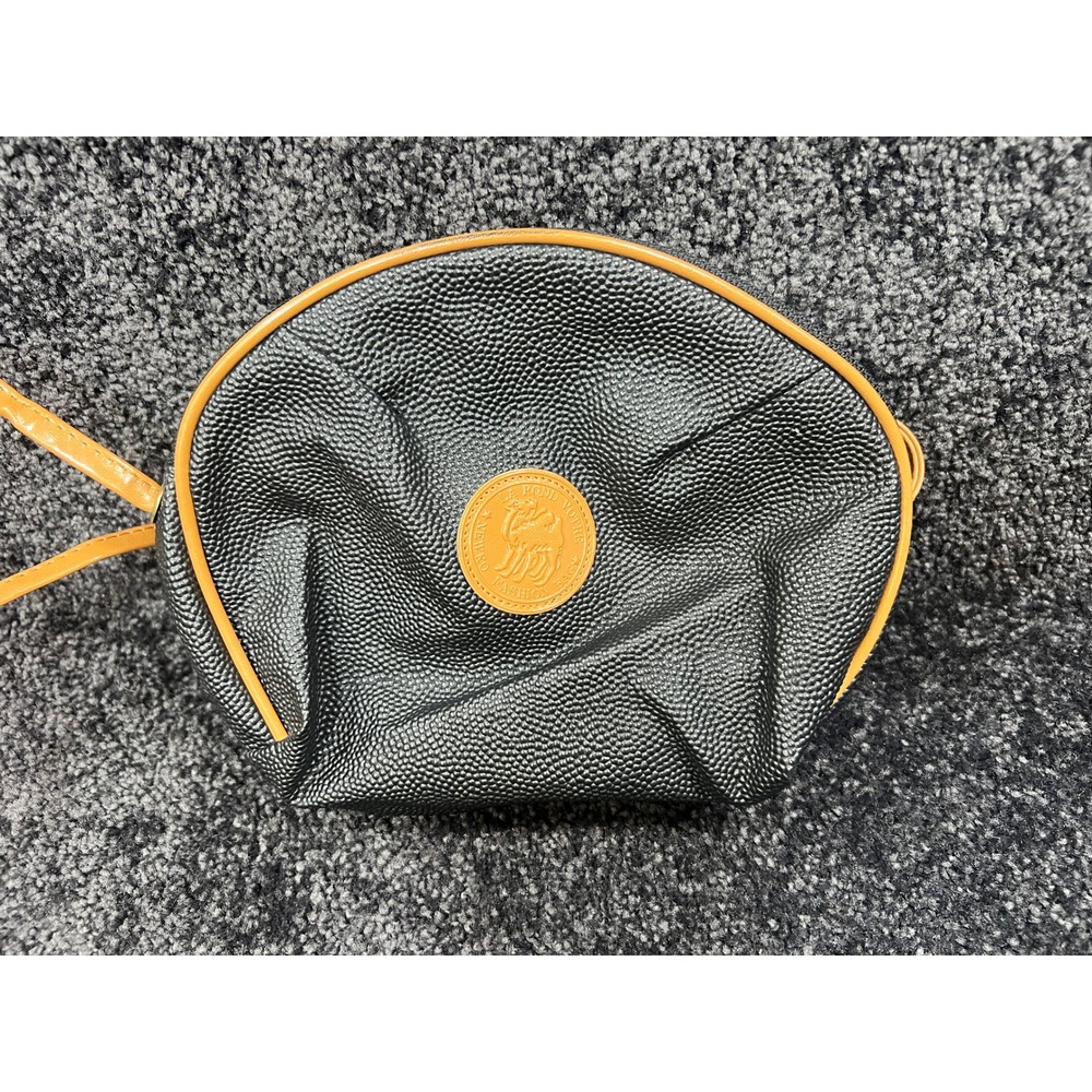 La Rond‎ Votre Newko Fashion Bag Black Pebble Grain Round Cosmetic Purse